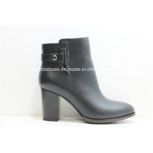 Medium Thick High Heels Leather Women Boots